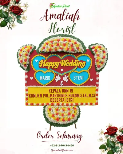 Karangan Papan Bunga Pernikahan di Sogan